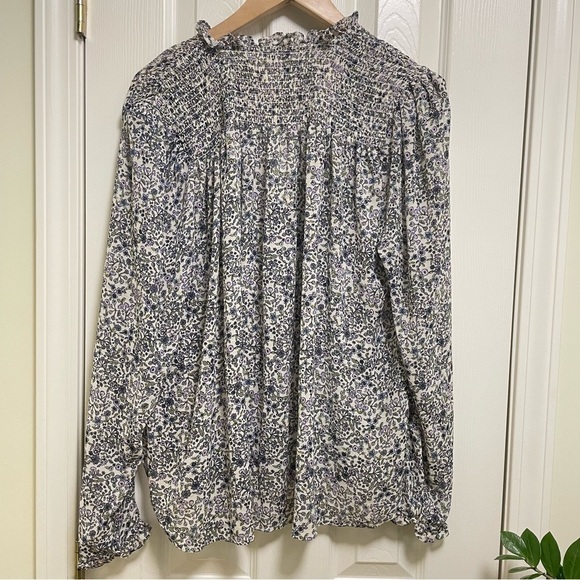 Free People Lela Flowy Breezy Boho Shirt Peasant Style Floral L - Picture 4 of 10